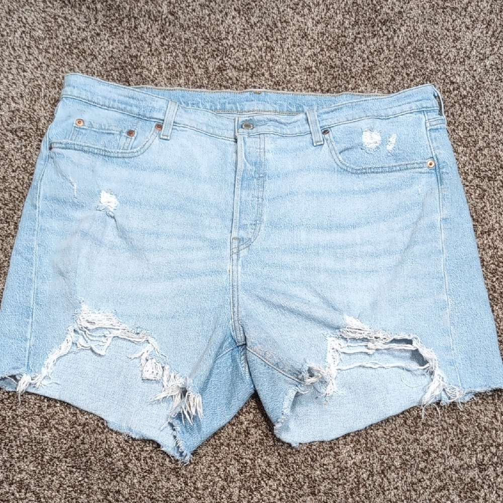 Levi's Light Blue Ripped Jean Shorts Women's Plus Size 18W